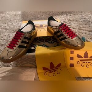 NEW W/TAGS Gucci x adidas gold men’s sneakers.
